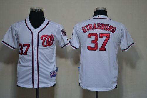 Nationals #37 Stephen Strasburg White Cool Base Stitched Youth MLB Jersey Nationals #37 Stephen Strasburg White Cool Base Stitched Youth MLB Jersey