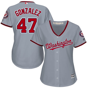 Nationals #47 Gio Gonzalez Grey Road Women's Stitched MLB Jersey Nationals #47 Gio Gonzalez Grey Road Women's Stitched MLB Jersey