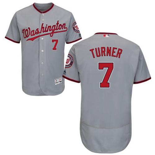 Nationals #7 Trea Turner Grey Flexbase Authentic Collection Stitched MLB Jersey Nationals #7 Trea Turner Grey Flexbase Authentic Collection Stitched MLB Jersey