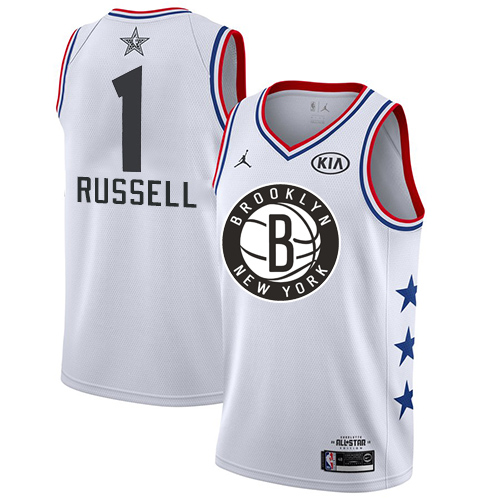 Nets #1 D'Angelo Russell White Youth Basketball Jordan Swingman 2019 All-Star Game Jersey