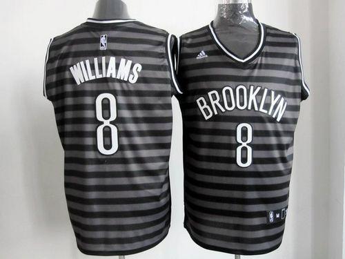 Nets #8 Deron Williams Black Grey Groove Stitched NBA Jersey