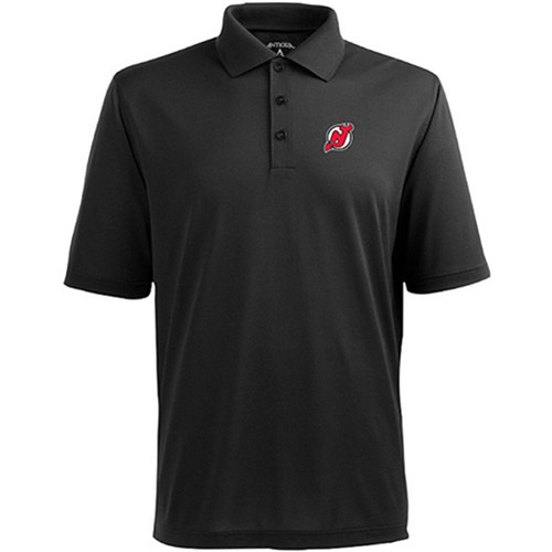 New Jersey Devils Antigua Pique Xtra-Lite Polo - Black