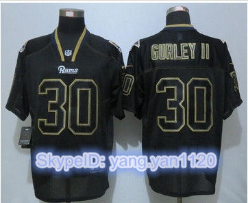 New Nike Los Angeles Rams #30 Todd Gurley Lights Out Black Elite Jerseys