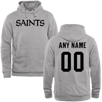 New Orleans Saints Steel Custom Name & Number Wordmark Pullover Hoodie