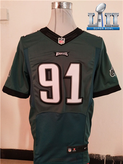 New Philadelphia Eagles #91 Fletcher Cox Midnight Green Super Bowl LII Team Color NFL New Elite jersey
