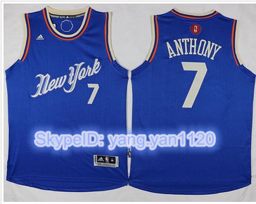 New York Knicks #7 Carmelo Anthony Blue 2015-2016 Christmas Day Stitched NBA Jersey
