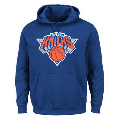 New York Knicks Majestic Current Logo Tech Patch Pullover Hoodie Blue New York Knicks Majestic Current Logo Tech Patch Pullover Hoodie Blue