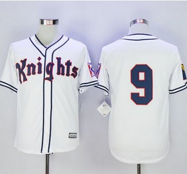 New York Knights The Natural #9 Roy Hobbs White Movie Stitched Baseball Jersey