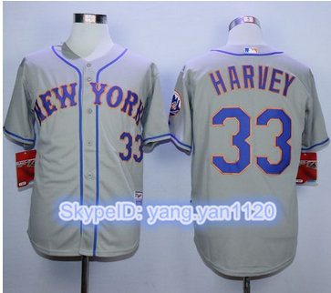 New York Mets #33 Matt Harvey Grey Road Cool Base Stitched MLB Jersey