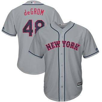 New York Mets Jacob deGrom Majestic 2017 Stars & Stripes Cool Base Player Jersey - Gray