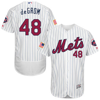 New York Mets Jacob deGrom Majestic Fashion Stars & Stripes FlexBase Player Jersey - White