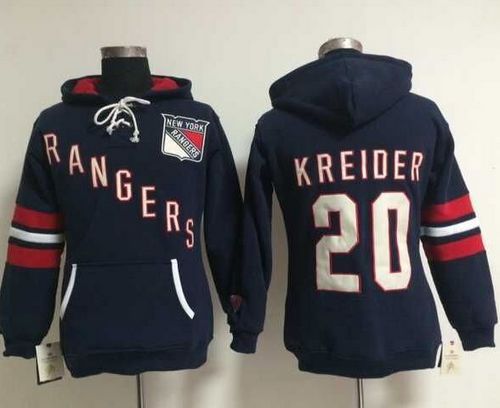 New York Rangers #20 Chris Kreider Navy Blue Women's Old Time Heidi NHL Hoodie New York Rangers #20 Chris Kreider Navy Blue Women's Old Time Heidi NHL Hoodie