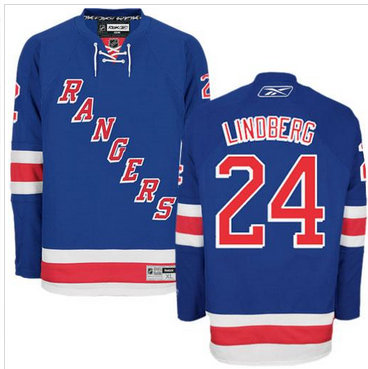 New York Rangers #24 Oscar Lindberg Blue Stitched NHL Jersey