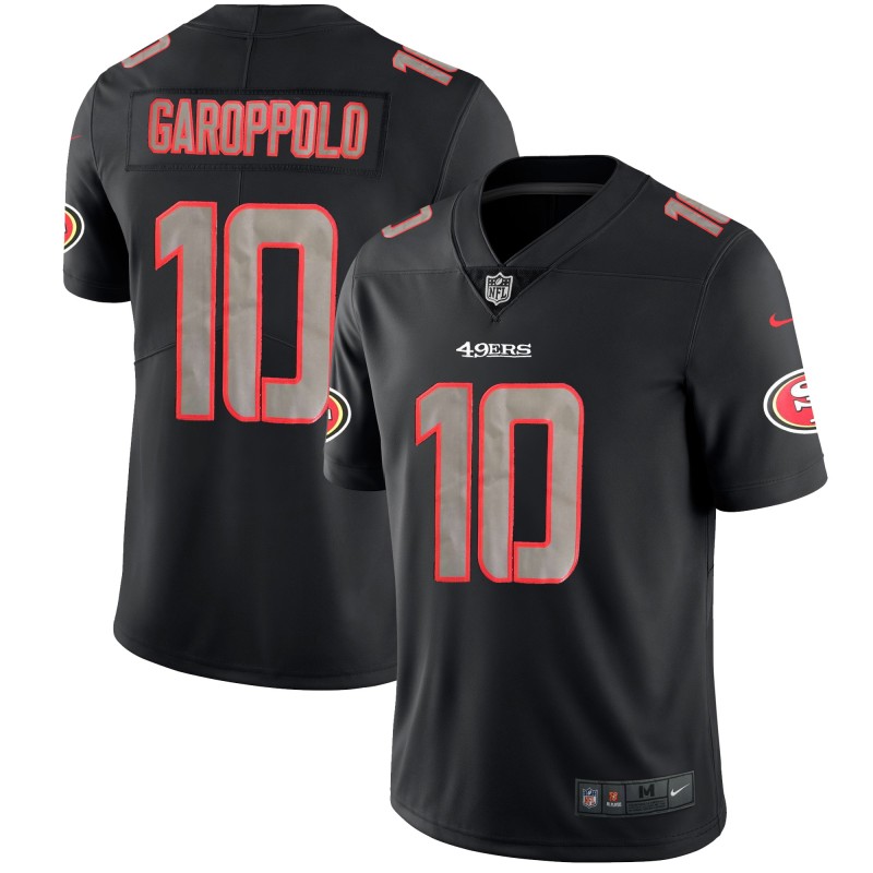 Nike 49ers #10 Jimmy Garoppolo Black Men's Stitched NFL Limited Rush Impact Jersey