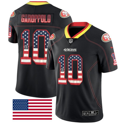 Nike 49ers #10 Jimmy Garoppolo Black Men's Stitched NFL Limited Rush USA Flag Jersey