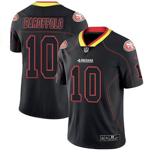 Nike 49ers #10 Jimmy Garoppolo Lights Out Black Men's Stitched NFL Limited Rush Jersey Nike 49ers #10 Jimmy Garoppolo Lights Out Black Men's Stitched NFL Limited Rush Jersey