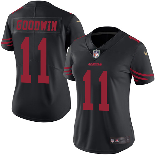 Nike 49ers #11 Marquise Goodwin Black Women's Stitched NFL Limited Rush Jersey Nike 49ers #11 Marquise Goodwin Black Women's Stitched NFL Limited Rush Jersey