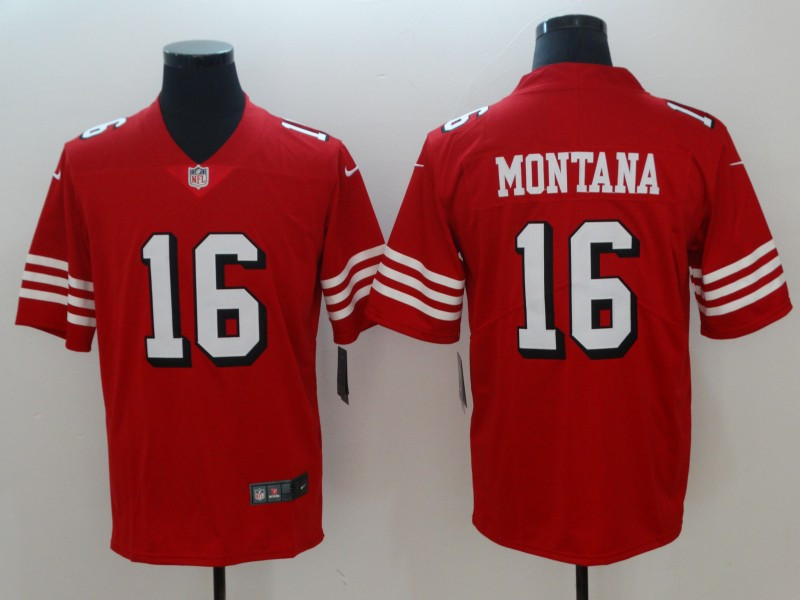 Nike 49ers #16 Joe Montana Red 2018 Vapor Untouchable Limited Jersey