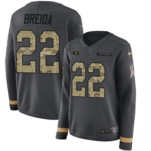 Nike 49ers #22 Matt Breida Anthracite Salute to Service