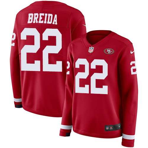 Nike 49ers #22 Matt Breida Red Team Color Women's Stitched NFL