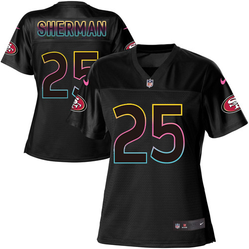 Nike 49ers #25 Richard Sherman Black Women's NFL Fashion Game Jersey Nike 49ers #25 Richard Sherman Black Women's NFL Fashion Game Jersey
