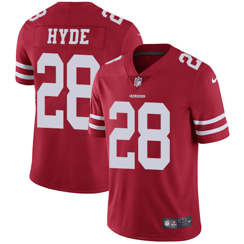 Nike 49ers #28 Carlos Hyde Red Team Color Youth Stitched NFL Vapor Untouchable Limited Jersey Nike 49ers #28 Carlos Hyde Red Team Color Youth Stitched NFL Vapor Untouchable Limited Jersey