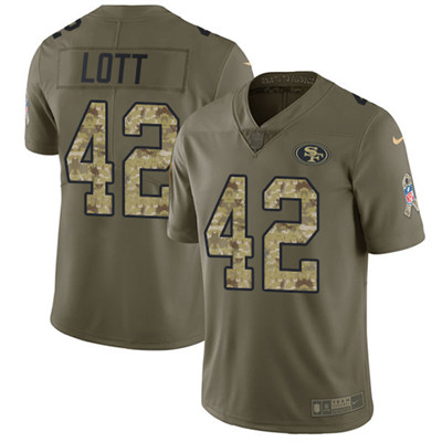 Nike 49ers #42 Ronnie Lott Olive Camo Men's Stitched NFL Limited 2017 Salute To Service Jersey Nike 49ers #42 Ronnie Lott Olive Camo Men's Stitched NFL Limited 2017 Salute To Service Jersey