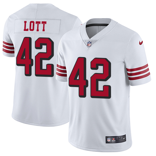 Nike 49ers #42 Ronnie Lott White Rush Men's Stitched NFL Vapor Untouchable Limited Jersey Nike 49ers #42 Ronnie Lott White Rush Men's Stitched NFL Vapor Untouchable Limited Jersey