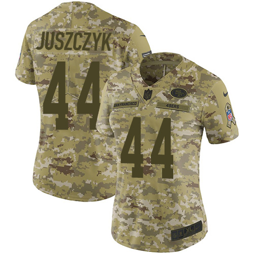 Nike 49ers #44 Kyle Juszczyk Camo Women's Stitched NFL Limited 2018 Salute to Service Jersey Nike 49ers #44 Kyle Juszczyk Camo Women's Stitched NFL Limited 2018 Salute to Service Jersey