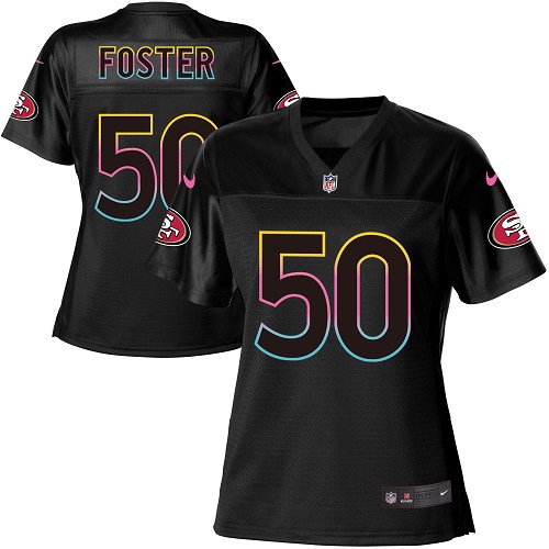 Nike 49ers #50 Reuben Foster Black Women's NFL Fashion Game Jersey