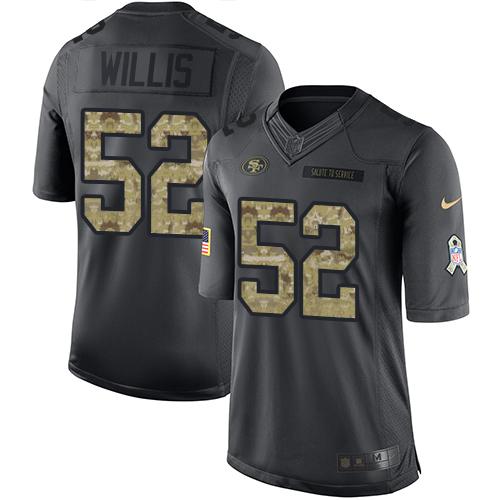 Nike 49ers #52 Patrick Willis Black Men's Stitched NFL Limited 2016 Salute to Service Jersey Nike 49ers #52 Patrick Willis Black Men's Stitched NFL Limited 2016 Salute to Service Jersey