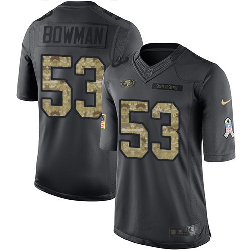 Nike 49ers #53 NaVorro Bowman Black Men's Stitched NFL Limited 2016 Salute to Service Jersey Nike 49ers #53 NaVorro Bowman Black Men's Stitched NFL Limited 2016 Salute to Service Jersey