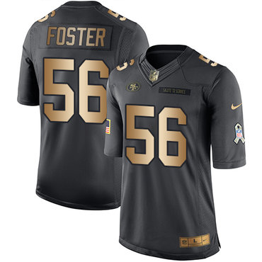 Nike 49ers #56 Reuben Foster Black Youth Stitched NFL Limited Gold Salute to Service Jersey