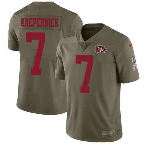 Nike 49ers #7 Colin Kaepernick Olive Men's Stitched NFL Limited 2017 Salute To Service Jersey Nike 49ers #7 Colin Kaepernick Olive Men's Stitched NFL Limited 2017 Salute To Service Jersey