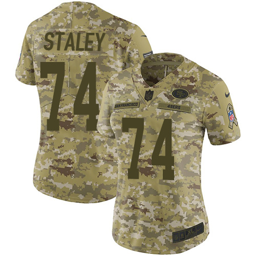 Nike 49ers #74 Joe Staley Camo Women's Stitched NFL Limited 2018 Salute to Service Jersey Nike 49ers #74 Joe Staley Camo Women's Stitched NFL Limited 2018 Salute to Service Jersey