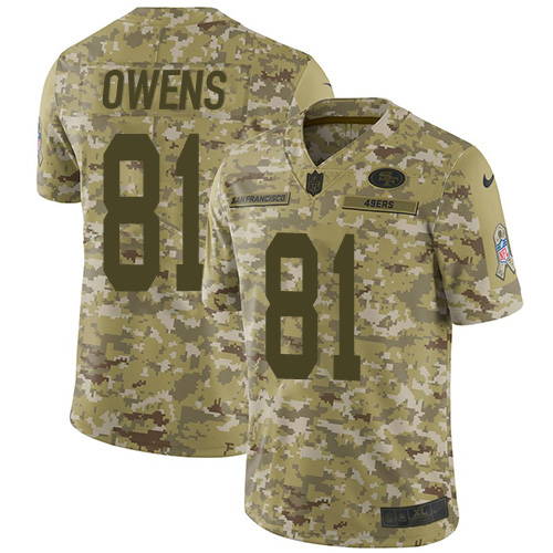 Nike 49ers #81 Terrell Owens Camo Men's Stitched NFL Limited 2018 Salute To Service Jersey Nike 49ers #81 Terrell Owens Camo Men's Stitched NFL Limited 2018 Salute To Service Jersey
