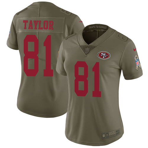 Nike 49ers #81 Trent Taylor Olive Women's Stitched NFL Limited 2017 Salute to Service Jersey