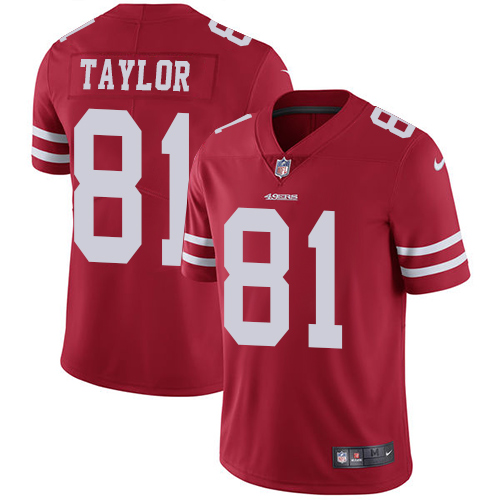 Nike 49ers #81 Trent Taylor Red Team Color Men's Stitched NFL Vapor Untouchable Limited Jersey Nike 49ers #81 Trent Taylor Red Team Color Men's Stitched NFL Vapor Untouchable Limited Jersey