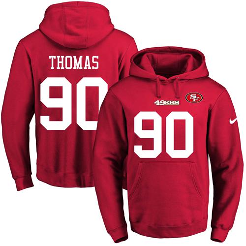 Nike 49ers #90 Solomon Thomas Red Men's Name & Number Pullover NFL Hoodie