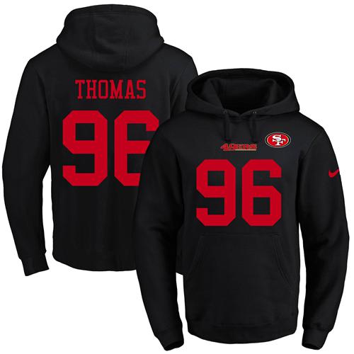 Nike 49ers #96 Solomon Thomas Black Name & Number Pullover NFL Hoodie