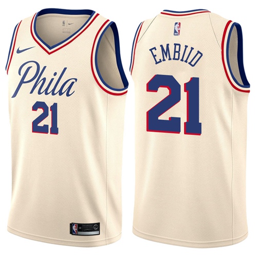 Nike 76ers #21 Joel Embiid Cream NBA Swingman City Edition Jersey Nike 76ers #21 Joel Embiid Cream NBA Swingman City Edition Jersey
