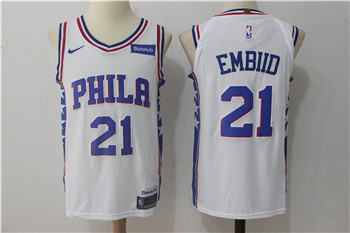 Nike 76ers #21 Joel Embiid White Nike Stitched NBA Jersey Nike 76ers #21 Joel Embiid White Nike Stitched NBA Jersey