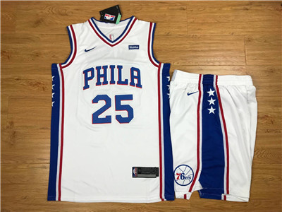 Nike 76ers #25 Ben Simmons White Swingman Jersey(With Shorts) Nike 76ers #25 Ben Simmons White Swingman Jersey(With Shorts)