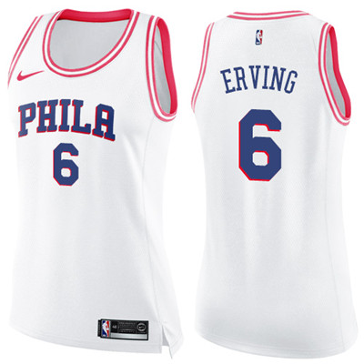 Nike 76ers #6 Julius Erving White Pink Women's NBA Swingman Fashion Jersey Nike 76ers #6 Julius Erving White Pink Women's NBA Swingman Fashion Jersey