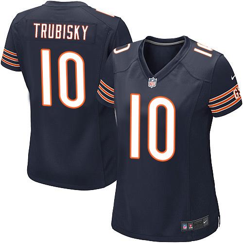 Nike Bears #10 Mitchell Trubisky Navy Blue Team Color Women's Stitched NFL Elite Jersey Nike Bears #10 Mitchell Trubisky Navy Blue Team Color Women's Stitched NFL Elite Jersey