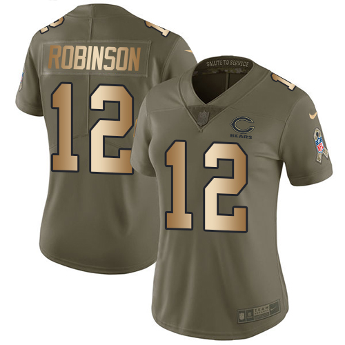 Nike Bears #12 Allen Robinson Olive Gold Women's Stitched NFL Limited 2017 Salute to Service Jersey
