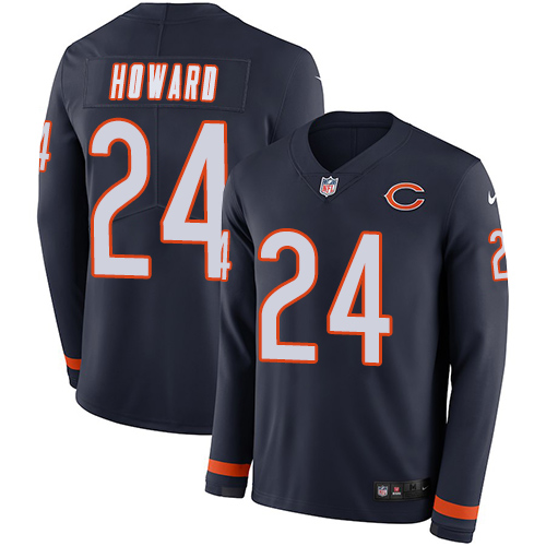 Nike Bears #24 Jordan Howard Navy Blue Team Color Men's Stitched NFL Limited Therma Long Sleeve Jersey Nike Bears #24 Jordan Howard Navy Blue Team Color Men's Stitched NFL Limited Therma Long Sleeve Jersey