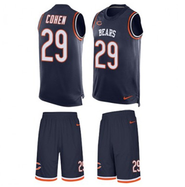 Nike Bears #29 Tarik Cohen Navy Blue Team Color Men's Stitched NFL Limited Tank Top Suit Jersey