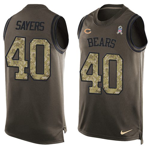 Nike Bears #40 Gale Sayers Green Men's Stitched NFL Limited Salute To Service Tank Top Jersey Nike Bears #40 Gale Sayers Green Men's Stitched NFL Limited Salute To Service Tank Top Jersey