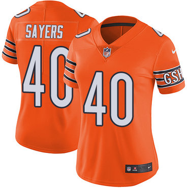 Nike Bears #40 Gale Sayers Orange Women's Stitched NFL Limited Rush Jersey Nike Bears #40 Gale Sayers Orange Women's Stitched NFL Limited Rush Jersey